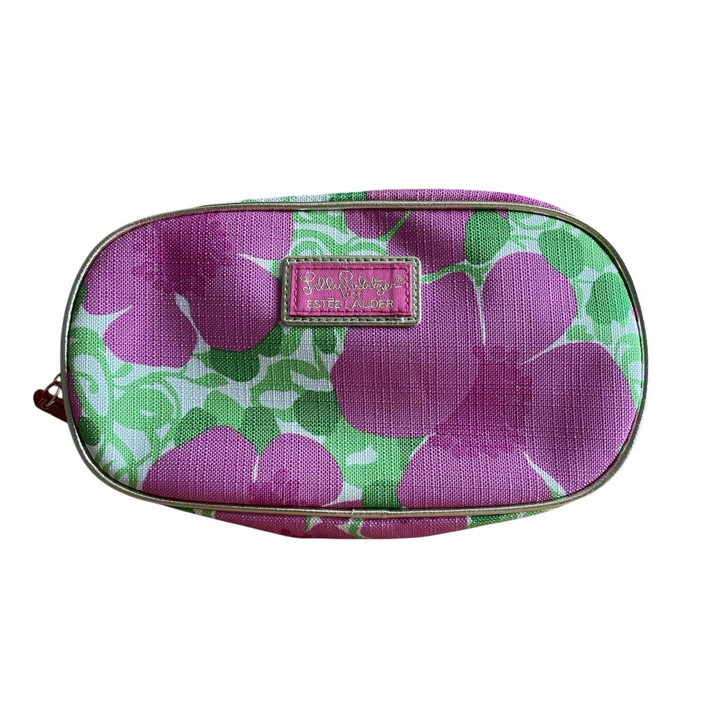 Lilly Pulitzer Estee Lauder Floral Makeup‎ Bag Pink Green Cosmetic Pouch Travel